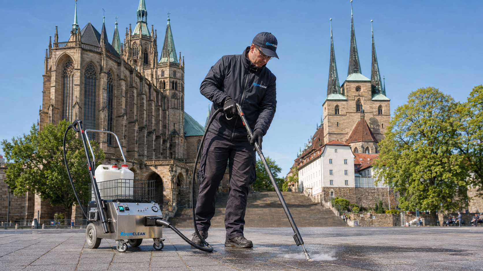Professionelle Kaugummientfernung mit Heißwasserdampf in Erfurt